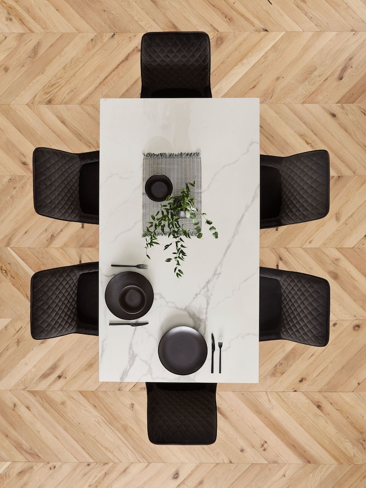 White Marble Effect Astoria Ceramic Dining Table - Image 2 of 7