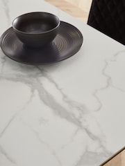 White Marble Effect Astoria Ceramic Dining Table - Image 3 of 7