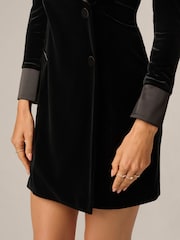 Adrianna Papell Black Velvet Tuxedo Dress - Image 8 of 9