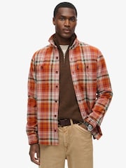 Superdry Boseman Check Orange 100% Cotton Vintage Check Overshirt - Image 1 of 7