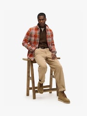 Superdry Boseman Check Orange 100% Cotton Vintage Check Overshirt - Image 3 of 7