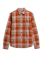 Superdry Boseman Check Orange 100% Cotton Vintage Check Overshirt - Image 6 of 7