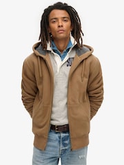 Superdry Caramel Brown Borg Lined Zip Hoodie - Image 1 of 5