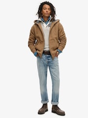 Superdry Caramel Brown Borg Lined Zip Hoodie - Image 2 of 5