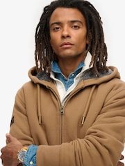 Superdry Caramel Brown Borg Lined Zip Hoodie - Image 3 of 5