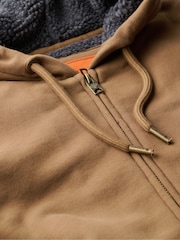 Superdry Caramel Brown Borg Lined Zip Hoodie - Image 4 of 5
