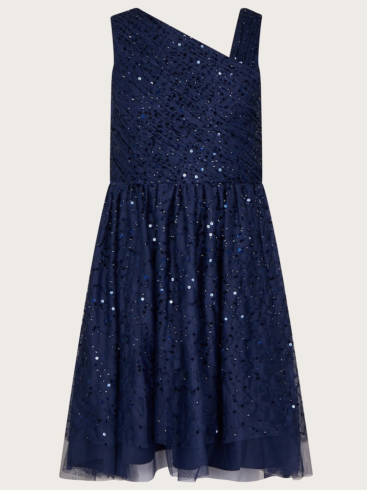 Monsoon Blue Abigail One Shoulder Prom Dress - Image 1 of 3