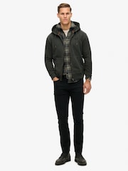 Superdry Washed Black 100% Cotton Essential Logo Washed Zip Hoodie - Image 1 of 5