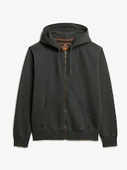 Superdry Washed Black 100% Cotton Essential Logo Washed Zip Hoodie - Image 4 of 5