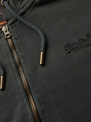 Superdry Washed Black 100% Cotton Essential Logo Washed Zip Hoodie - Image 5 of 5