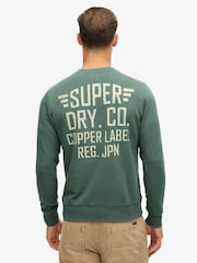 Superdry Drius Green 100% Cotton Copper Label Graphic Crew Sweat Top - Image 2 of 5