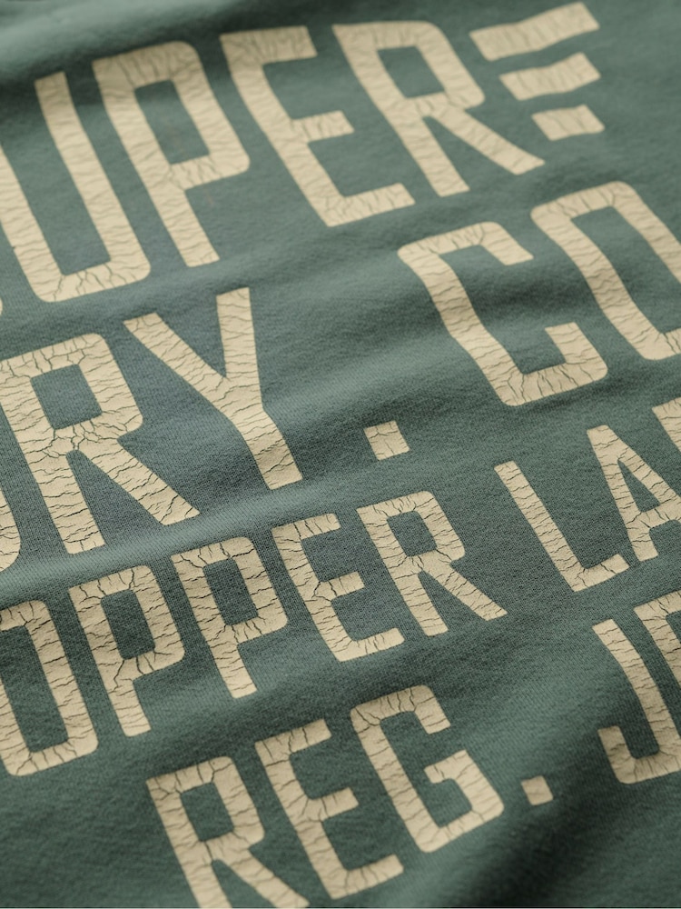 Superdry Drius Green 100% Cotton Copper Label Graphic Crew Sweat Top - Image 5 of 5