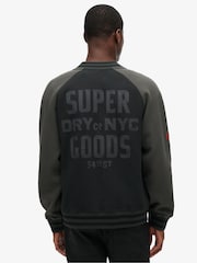 Superdry Black College Graphic Jersey Bomber Jacket - Image 2 of 5