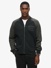 Superdry Black College Graphic Jersey Bomber Jacket - Image 3 of 5