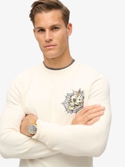 Superdry Cream 100% Cotton Tattoo Graphic Sweatshirt - Image 3 of 5