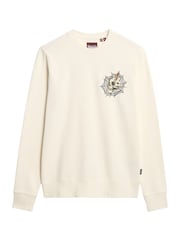 Superdry Cream 100% Cotton Tattoo Graphic Sweatshirt - Image 4 of 5