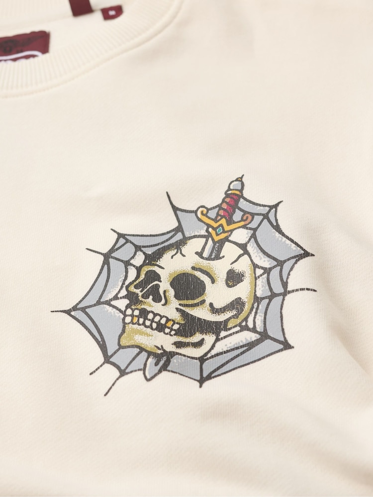 Superdry Cream 100% Cotton Tattoo Graphic Sweatshirt - Image 5 of 5
