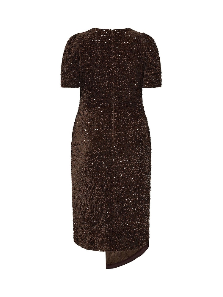 Yours Curve Brown London Sequin Velvet Wrap Maxi Dress - Image 6 of 6 Yours Curve Brown London Sequin Velvet Wrap Maxi Dress - Image 6 of 6