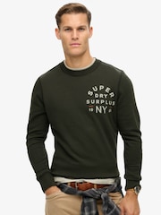 Superdry Washed Black Washed Black 100% Cotton Surplus Graphic Crew Neck Sweatshirt - Image 1 of 6