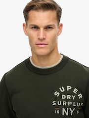 Superdry Washed Black Washed Black 100% Cotton Surplus Graphic Crew Neck Sweatshirt - Image 3 of 6