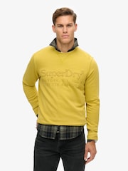 Superdry Oil Yellow Tonal Venue Logo 100% Cotton Sweatshirt - Image 1 of 3