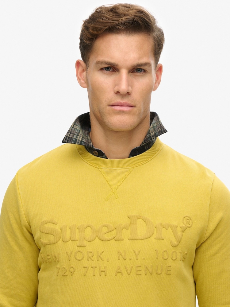 Superdry Oil Yellow Tonal Venue Logo 100% Cotton Sweatshirt - Image 3 of 3