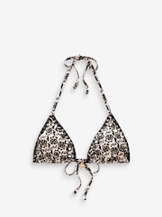 Black/Ecru Foil Woodblock Charm Bikini Top - Image 7 of 7