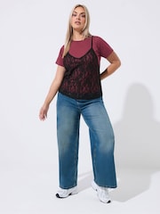 Yours Curve Red Limited Lace Cami Top - Image 2 of 6