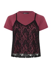 Yours Curve Red Limited Lace Cami Top - Image 5 of 6