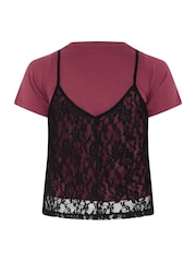 Yours Curve Red Limited Lace Cami Top - Image 6 of 6