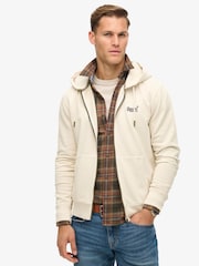 Superdry Washed Chalk 100% Cotton Essential Logo Washed Zip Hoodie - Image 1 of 5