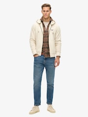 Superdry Washed Chalk 100% Cotton Essential Logo Washed Zip Hoodie - Image 2 of 5