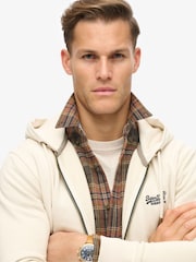 Superdry Washed Chalk 100% Cotton Essential Logo Washed Zip Hoodie - Image 3 of 5