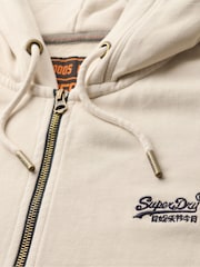Superdry Washed Chalk 100% Cotton Essential Logo Washed Zip Hoodie - Image 5 of 5