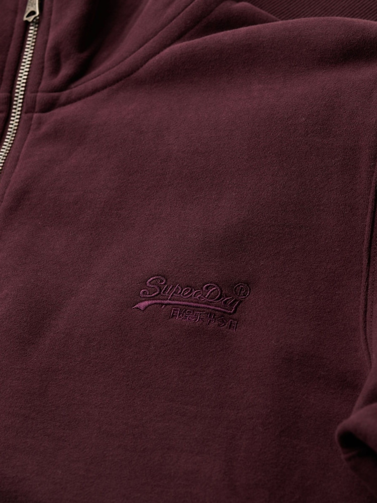 Superdry Rich Deep Burgundy Essential Logo Slim Fit Half Zip - Image 3 of 3