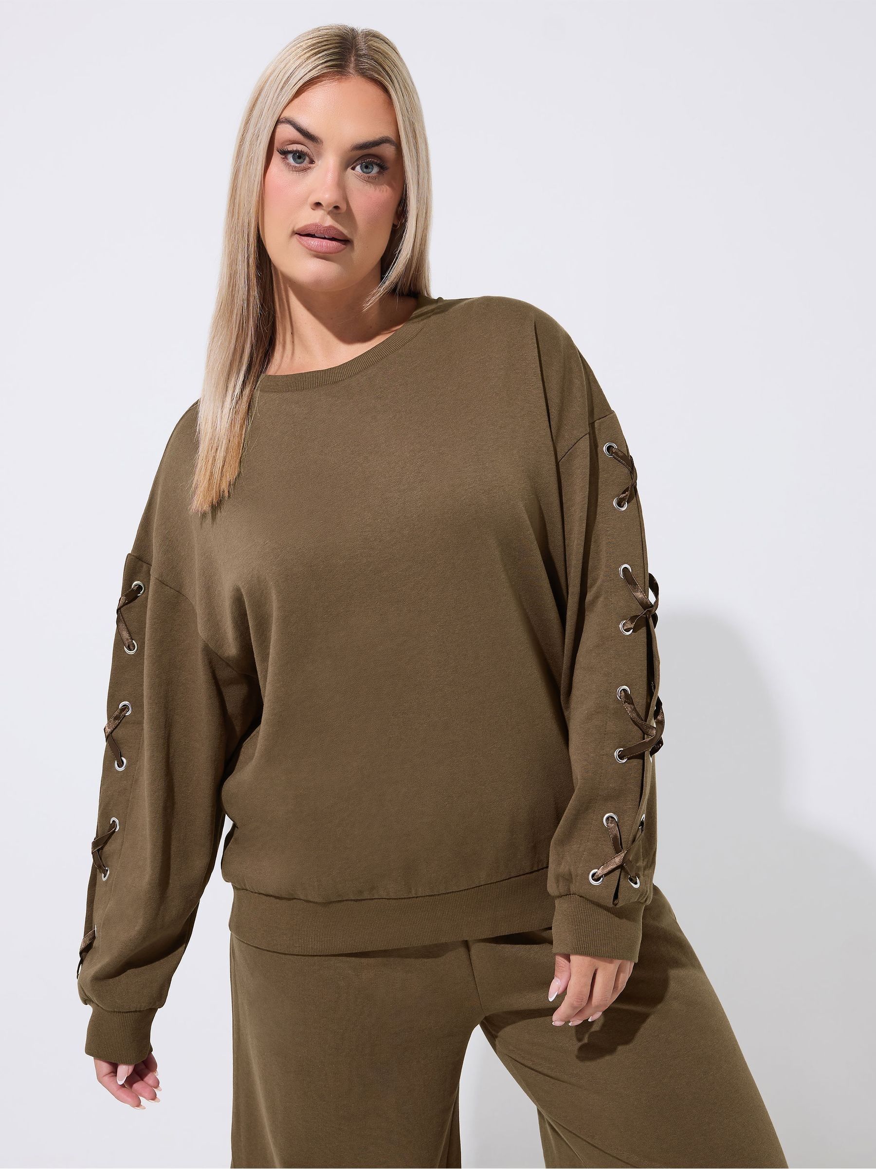 Yours Women's Brown Eyelet Detail Sweatshirt In | Size: 26-28 - Image 7