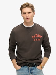 Superdry Bison Black 100% Cotton Athletic Printed Sweatshirt - Image 1 of 5