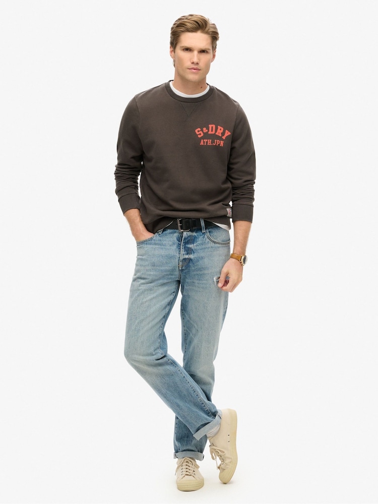 Superdry Bison Black 100% Cotton Athletic Printed Sweatshirt - Image 2 of 5