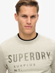 Superdry Washed Grey Washed Black 100% Cotton Surplus Graphic Crew Neck Sweatshirt - Image 3 of 6