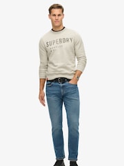 Superdry Washed Grey Washed Black 100% Cotton Surplus Graphic Crew Neck Sweatshirt - Image 4 of 6