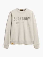 Superdry Washed Grey Washed Black 100% Cotton Surplus Graphic Crew Neck Sweatshirt - Image 5 of 6