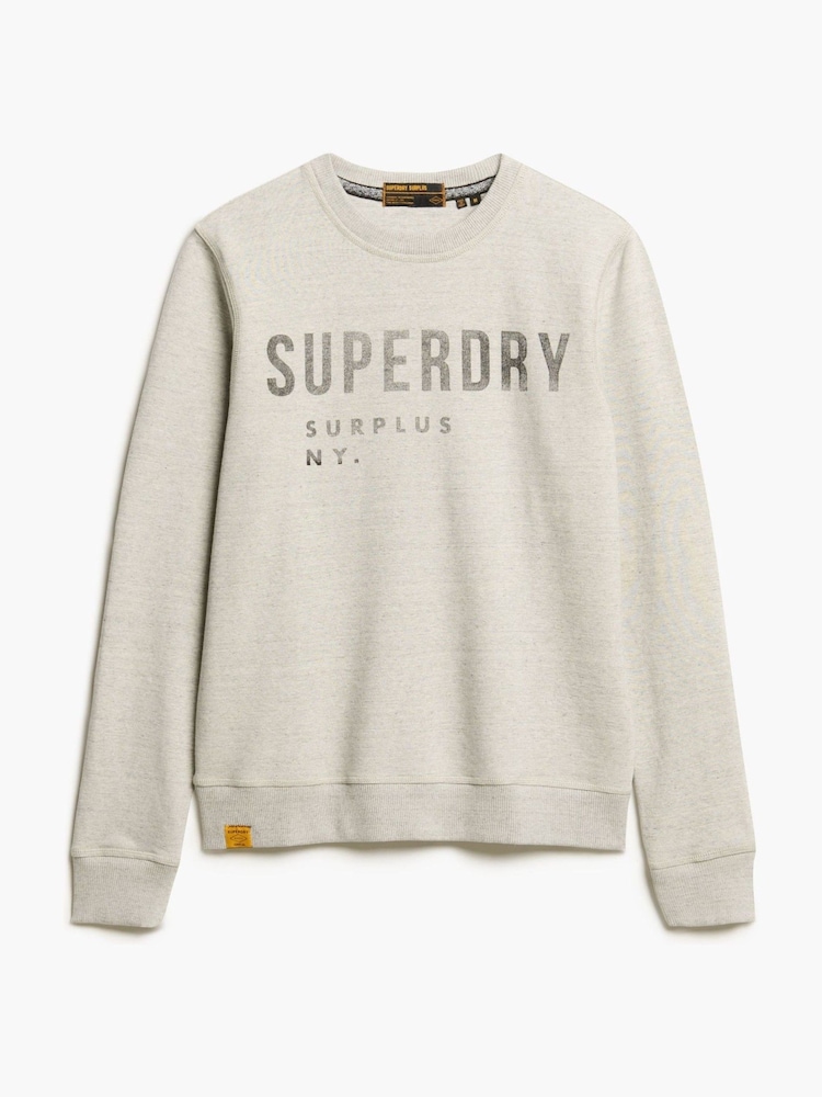 Superdry Washed Grey Washed Black 100% Cotton Surplus Graphic Crew Neck Sweatshirt - Image 5 of 6