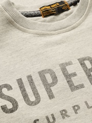Superdry Washed Grey Washed Black 100% Cotton Surplus Graphic Crew Neck Sweatshirt - Image 6 of 6