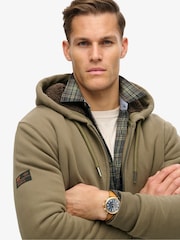 Superdry Brown Borg Lined Zip Hoodie - Image 3 of 5