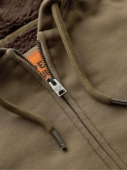 Superdry Brown Borg Lined Zip Hoodie - Image 4 of 5