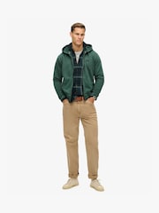 Superdry Forest Green 100% Cotton Essential Logo Washed Zip Hoodie - Image 2 of 5