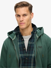 Superdry Forest Green 100% Cotton Essential Logo Washed Zip Hoodie - Image 3 of 5