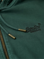 Superdry Forest Green 100% Cotton Essential Logo Washed Zip Hoodie - Image 5 of 5