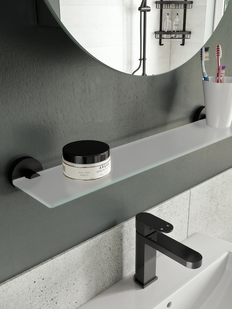 CROYDEX Epsom Black Glass Shelf - Image 1 of 4