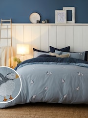 Blue Tufted Puffin 100% Cotton Duvet Cover and Pillowcase Set - Image 1 of 7